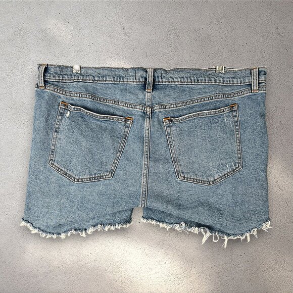 Abercrombie & Fitch The Dad Short Women’s 32 14 Denim Cutoff Distressed Lining - Picture 2 of 8
